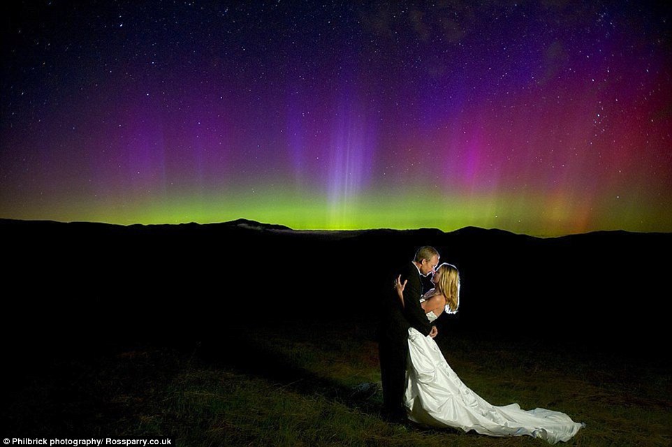 Jay uses nature as a backdrop to his photos. He's shot a bride and groom against the stunning background of the Northern Lights�