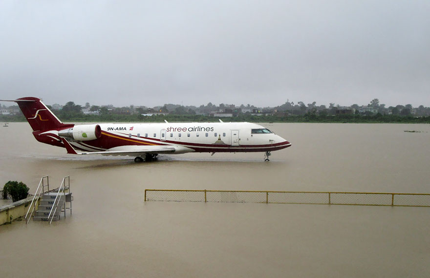 The Flooded Apron Of Biratnagar Airport After Heavy Rains, 240km From Nepalтs Capital Kathmandu
