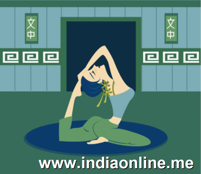 In this illustration, a woman is doing a yoga exercise.