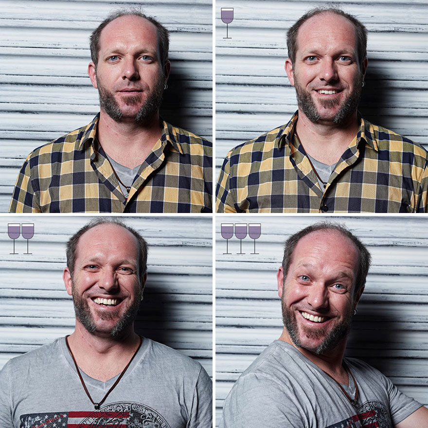 Portraits After One, Two And Three Glasses Of Wine