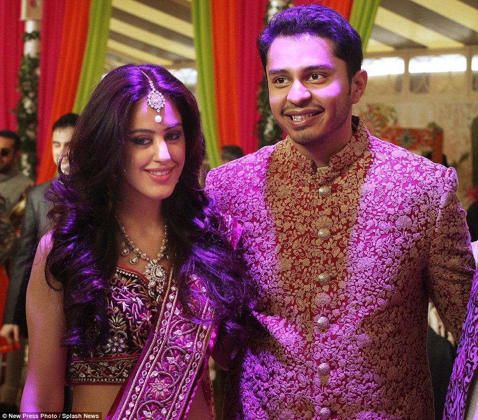 The newly married couple smile for the camera during their wedding celebrations in Florence. It is expected they are to set up their home in Dubai