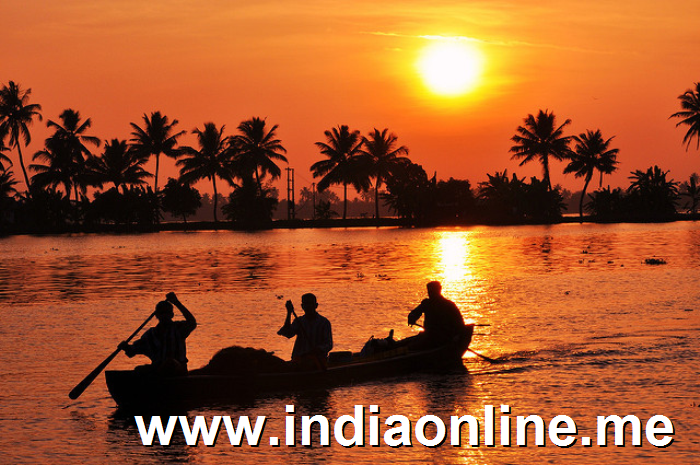 sunset in the backwaters  Kerala South India