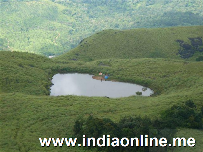 Heart shaped honeymoon lake in Chembra Peak