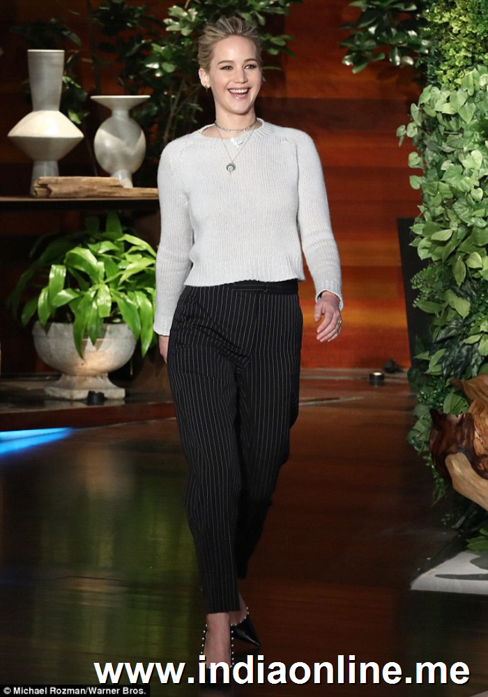 All smiles: JLaw sat down with Ellen DeGeneres as she sipped on a rum cocktails and answered all of the talk show host's questions